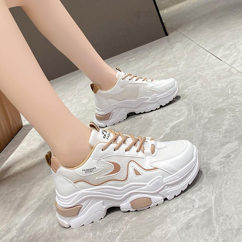 2025 summer new breathable comfortable fashion Korean version mesh shoes women's muffin platform casual sports dad shoes