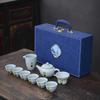 Kung Fu Tea Set Chinese Small Tea Maker Household Living Room Ceramic Ru Kiln Teapot Teacup Light Luxury Set