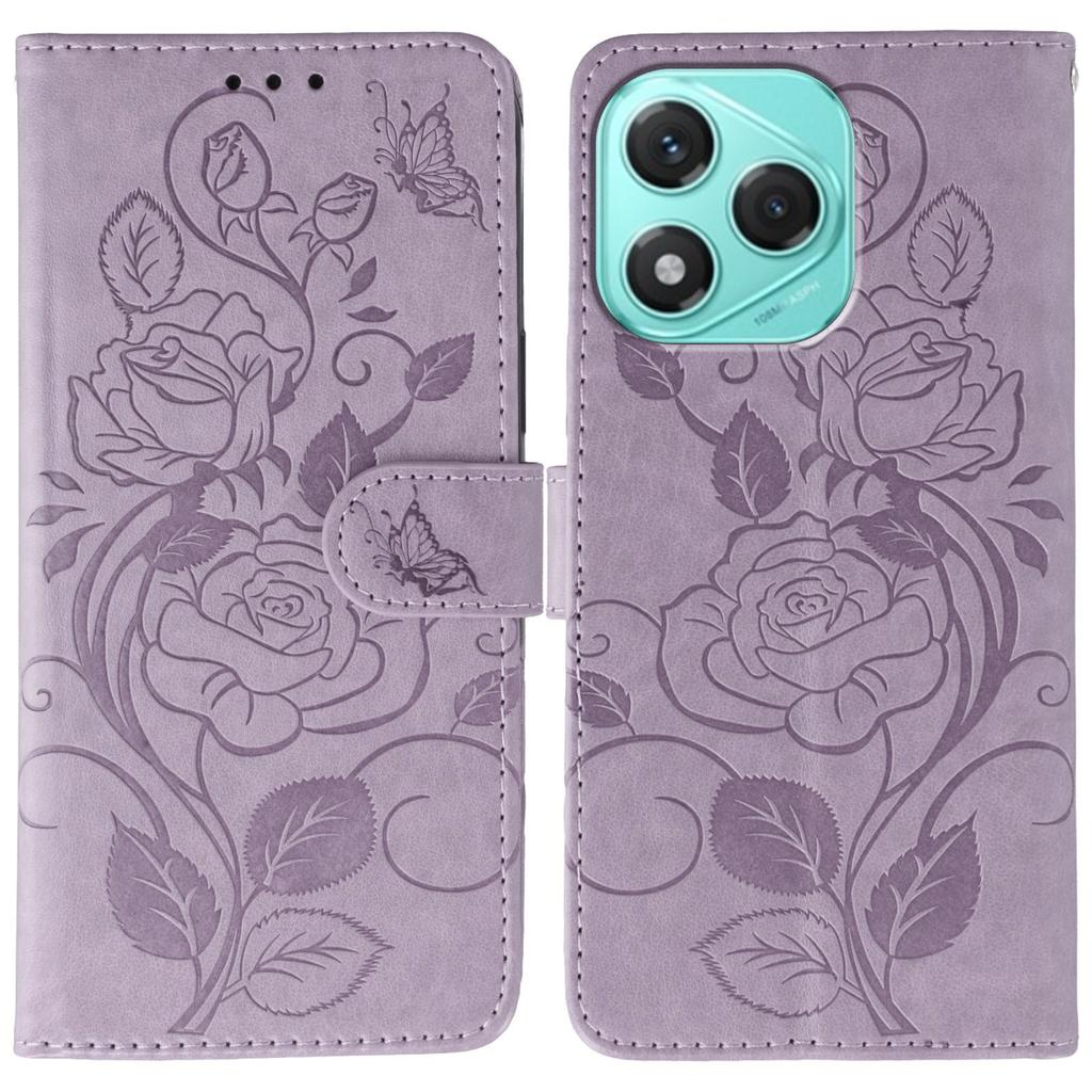 For Honor 400 Lite Case Wallet Stand Imprinted Rose Butterfly PU Leather Phone Cover