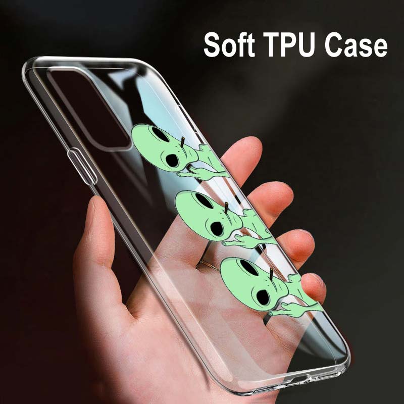 Cartoon Alien Art For OPPO Reno7 SE 6 5 Z F 4G 5G Find X2 X3 Neo Lite Pro Plus Transparent Soft Phone Case Coque