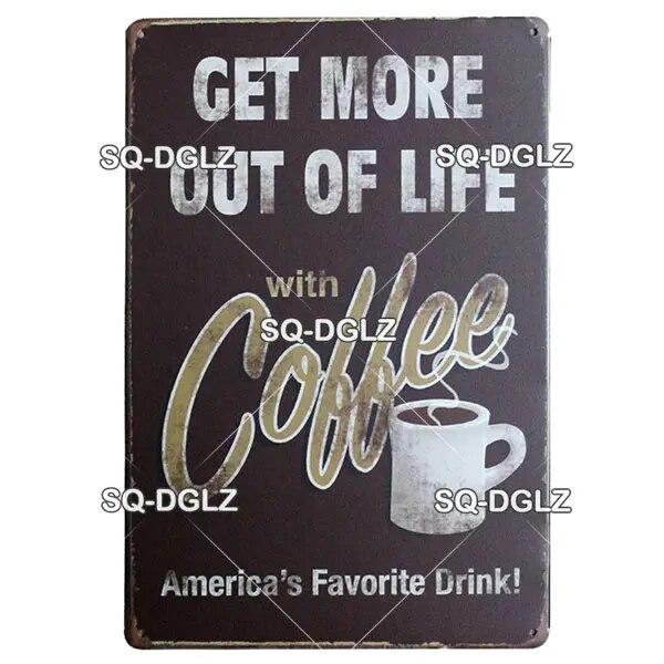 [SQ-DGLZ]COFFEE Menu Metal Sign Vintage Plaque Plate Decor For Pub Bar Wall Decor Break Coffee Tin Signs Retro Cafe Poster