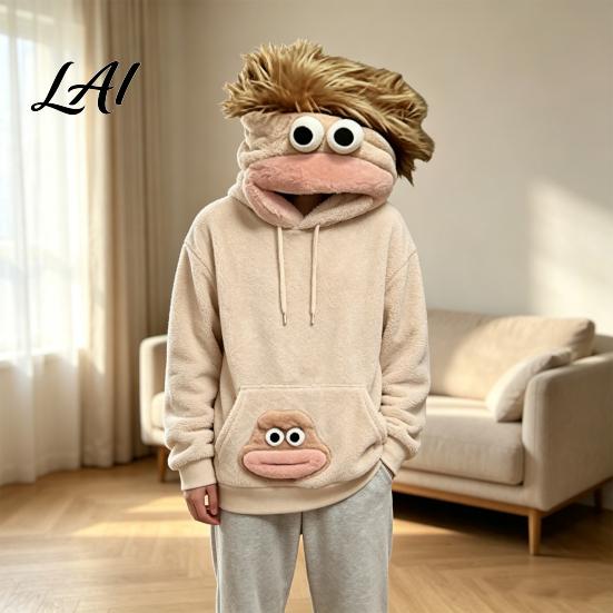 Big Mouth Creature Sweatshirts Flannel Hoodie Unisex Oversized Fleece Hooded Sweatshirt Sweatshirt Plush Pullover Top for Halloween Party Daily Wear