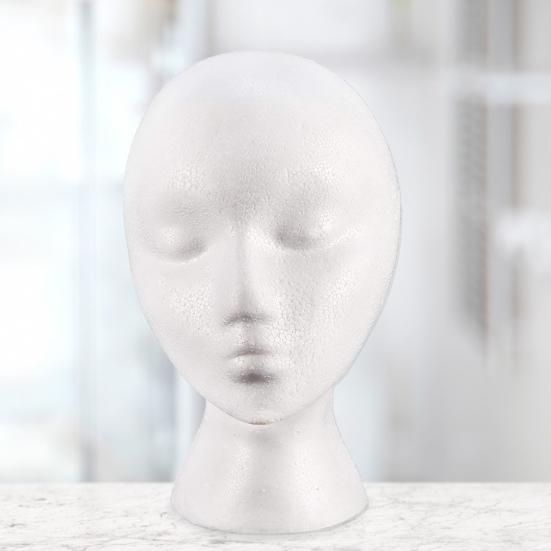Foam Mannequin Head Reusable Head Model Mannequin Head Wig Holder Cap Display Stand for Salon Home