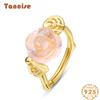 Tancise Classic 925 Sterling Silver  10*10 Pink Quartz Ring Ladies Jewelry Wedding Promise Party Gift