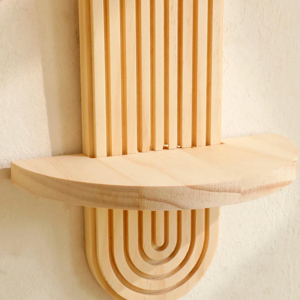 1 шт. Деревянные настенные полки в стиле бохо, геометрические настенные полки, отделка из натурального дерева, современный домашний декор, декоративные растения