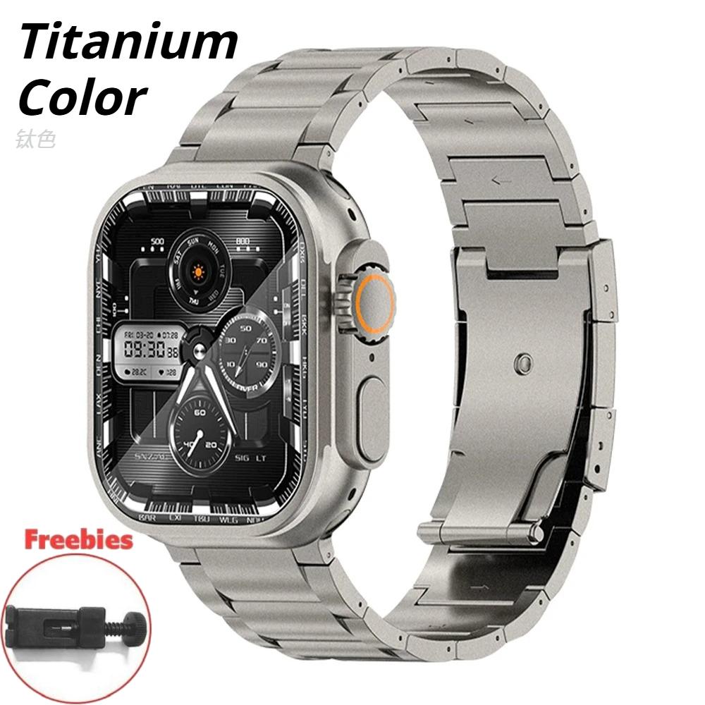 Титановый металлический ремешок для Apple Watch Band Ultra 3 49 мм 46 мм 45 мм 44 мм 42 мм Роскошный мужской браслет iWatch Series 11 10 9 8 7 6 SE 5 4 41 мм 40 мм 38 мм