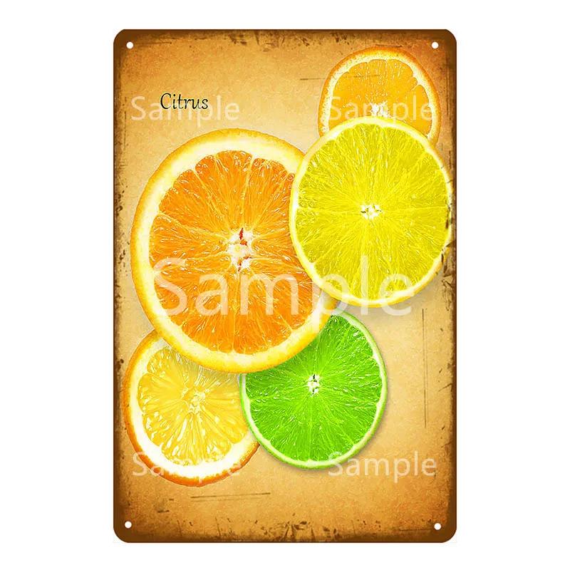 Памятная доска Thatchers Фрукты Бананы Металлическая вывеска Винтажное украшение фермы Домашний декор Наклейка на стену Магазин Живопись Постер для ресторана YL168