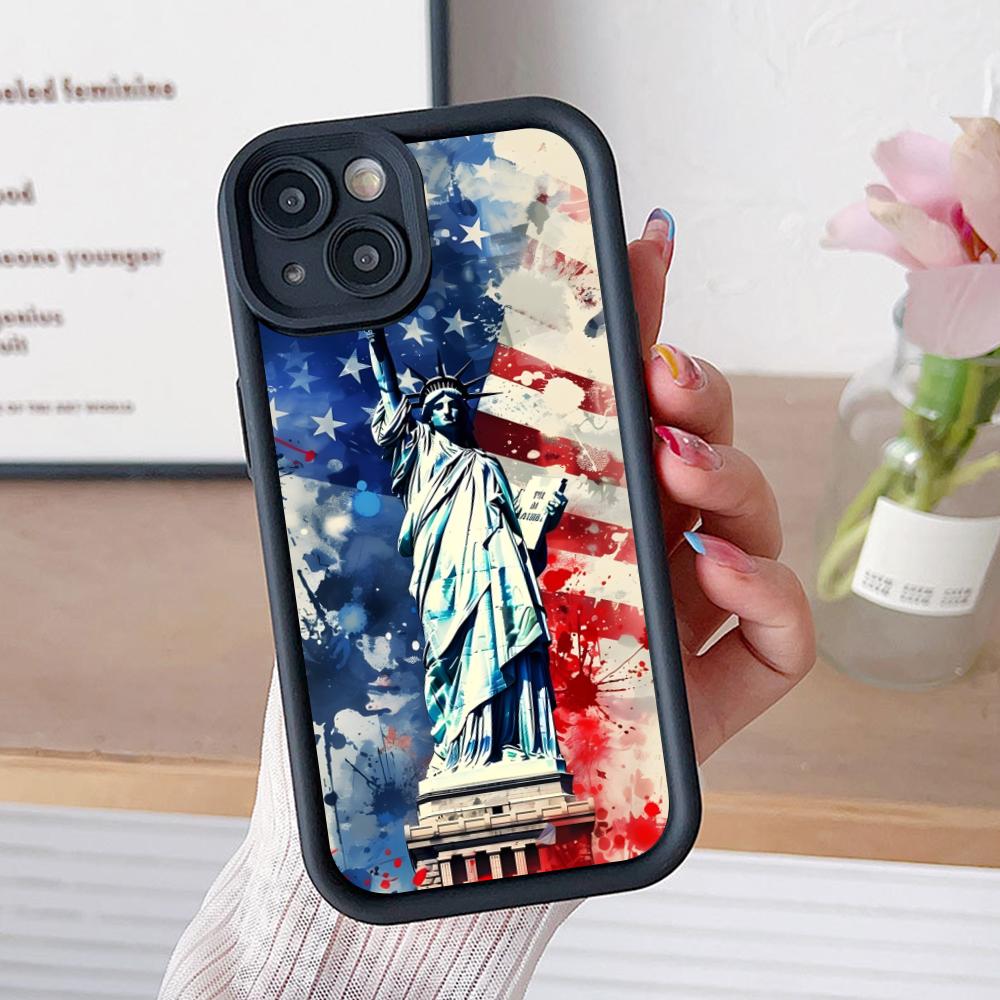 США Флаг Америки Утолщенный ТПУ Чехол для Мобильного Телефона для iPhone 17 16 15 14 13 12 11 Air Pro Max Plus Цветной Чехол