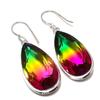 Bi-Color Tourmaline Gemstone 925 Sterling Silver Jewelry Earring 2.17"
