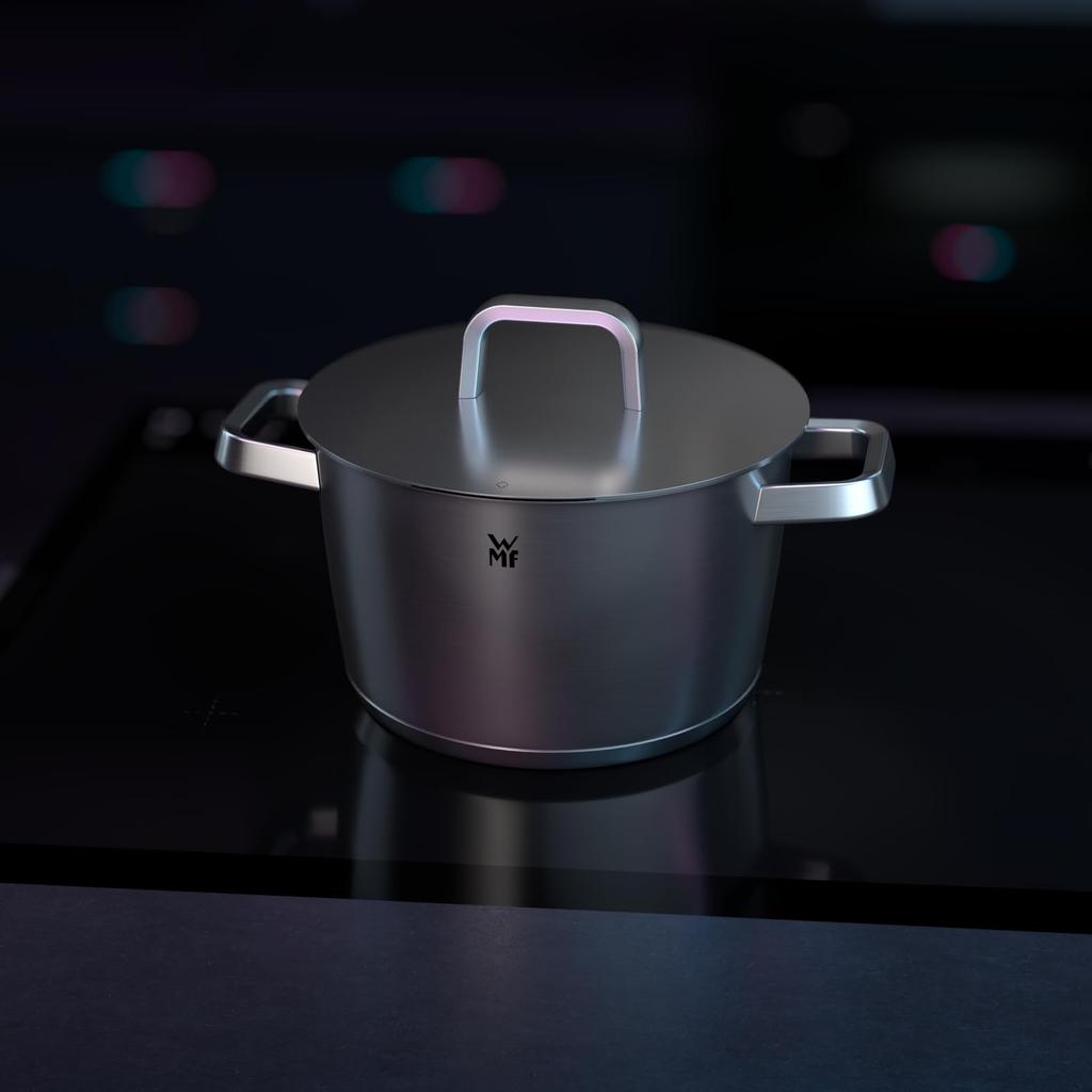 WMF Iconic Большая Готовка с Металлом Индукционная Готовка Большая Cromargan Полированная Нержавеющая Непокрытая Кастрюля, 24см, Крышка, Кастрюля, 5.6л, Кастрюля, Сталь,