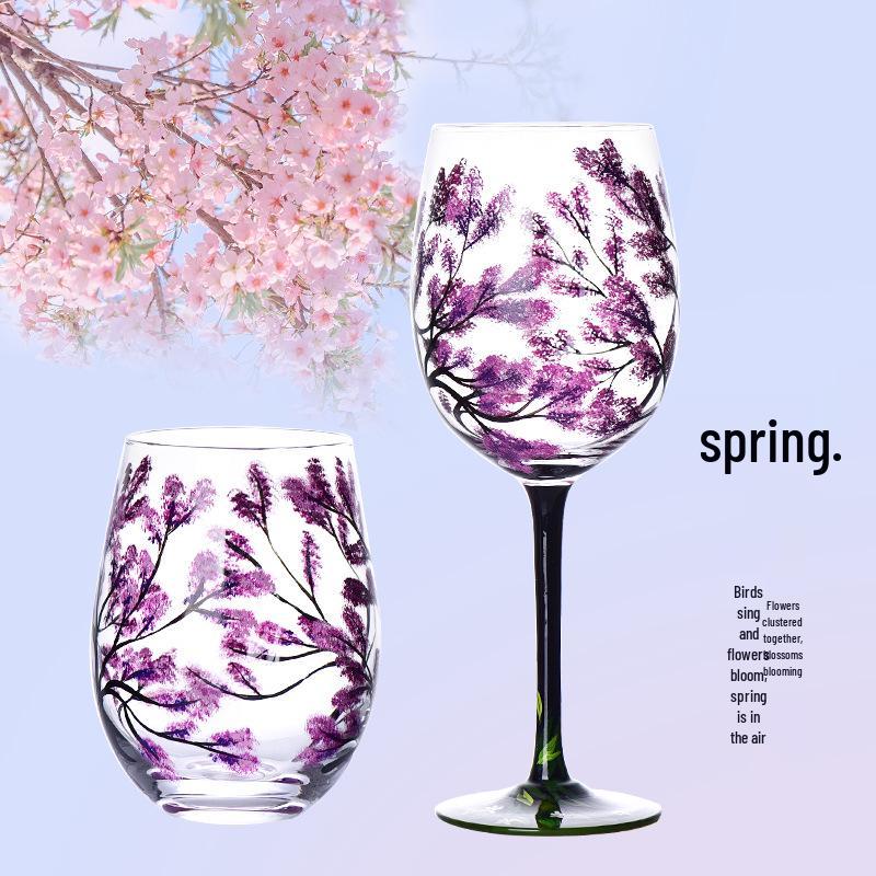 Набор расписных хрустальных бокалов и подставок для яиц «Четыре сезона»