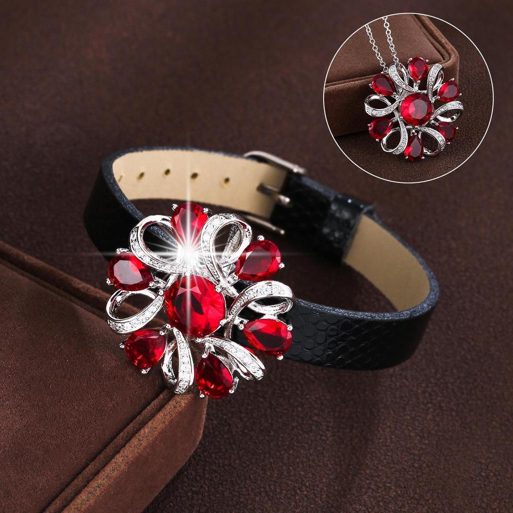 Elegant Multicolor Zirconia Flower & Water Drop Women's Copper Bracelet