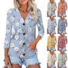 Женская модная повседневная рубашка на пуговицах с принтом, топ с рукавами 3/4