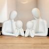Статуя «Пара и семья» | Керамическая скульптура «Мыслитель» | Предметы домашнего декора для гостиной | Настольный артефакт (Белый | Набор из 4 шт.), люди