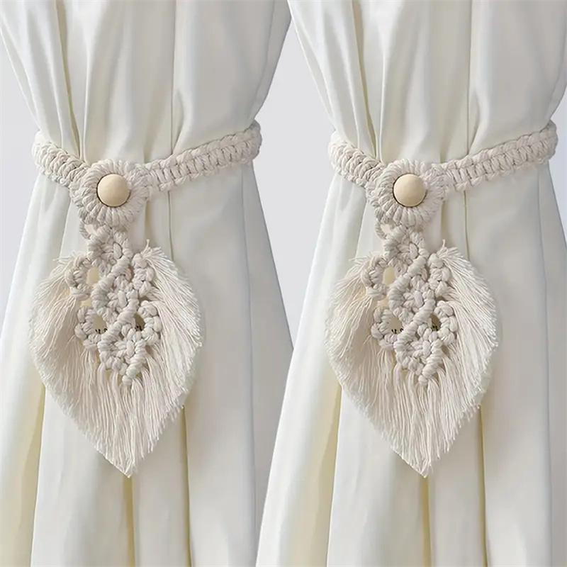 Подхват для штор ручной работы с подвеской в ​​форме листа и кисточкой, держатель для штор, ремни, декоративная занавеска для гостиной
