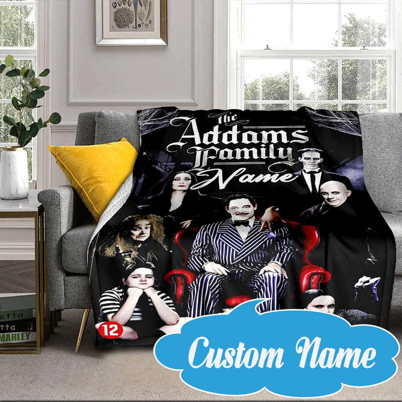 Custom Name Nightmare Addams Blanket bed sofa Blanket Flannel Blanket for Camping, Hiking, Picnic Essentials,gift for Fan family