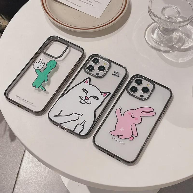 Высококачественный чехол для iPhone с изображением динозавра на среднем пальце для iPhone 12, 13, 14 Pro, 15 Pro Max — модный, прочный, устойчивый к падениям