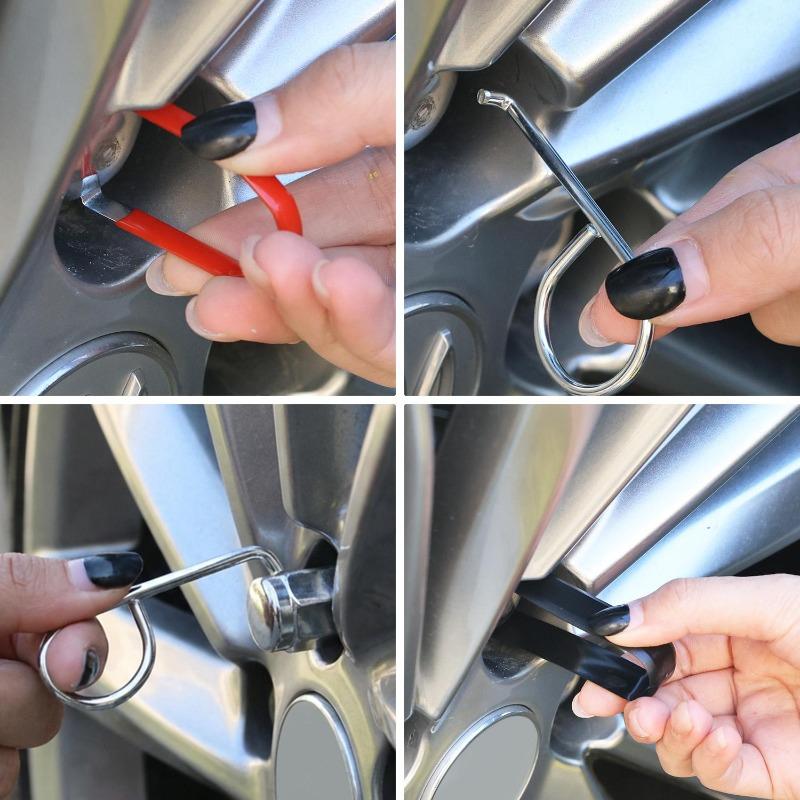 Car Tire Screw Cap Removal Tool Universal Car Truck Wheel Lug Nut Center Cap Puller Tweezer Wheel Repair Tool 3pcs/set