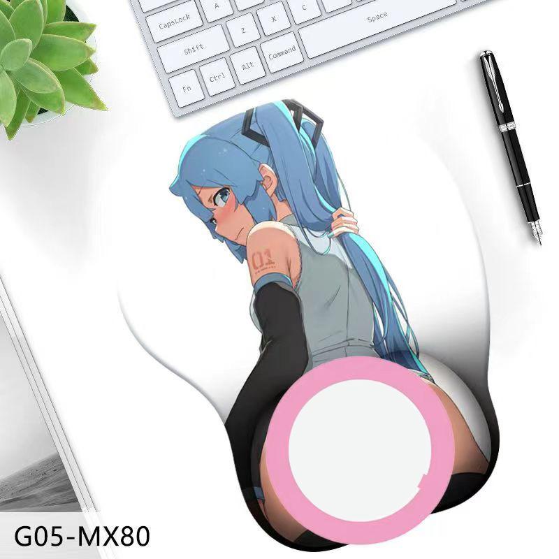 3D силиконовый коврик для мыши с анимационным персонажем, трехмерный коврик для мыши на запястье, ягодицы