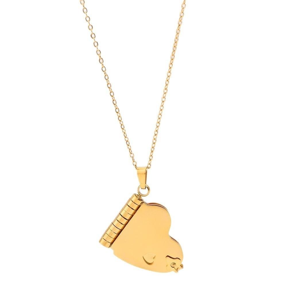 Heart Book Pendant Necklace Stainless Steel Chain Lovers Choker Valentine's Day Gift