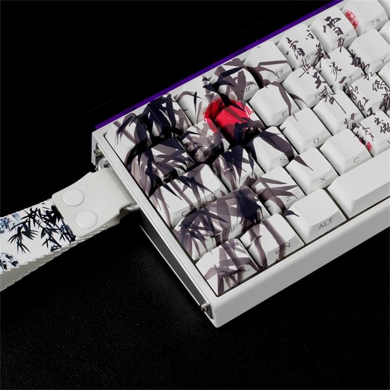 PBT кейкапы с тематикой Бамбуковый Лес, оригинальный профиль, сублимационная печать сбоку, для 61 64 68 ANSI ISO механических клавиатур