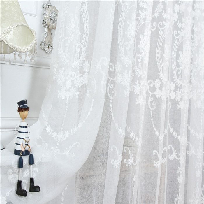 Французские винтажные кружевные шторы, полупрозрачная сетка с цветочным узором, современные простые панели для гостиной, спальни, балкона, прозрачные шторы, домашний декор