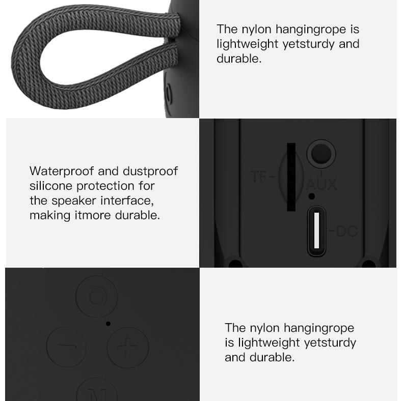 Portable Speaker Wireless Bluetooth Speaker FM Radio LED Light Ring Subwoofer Stereo Surround Outdoor Loudspeaker Support TF Card Play