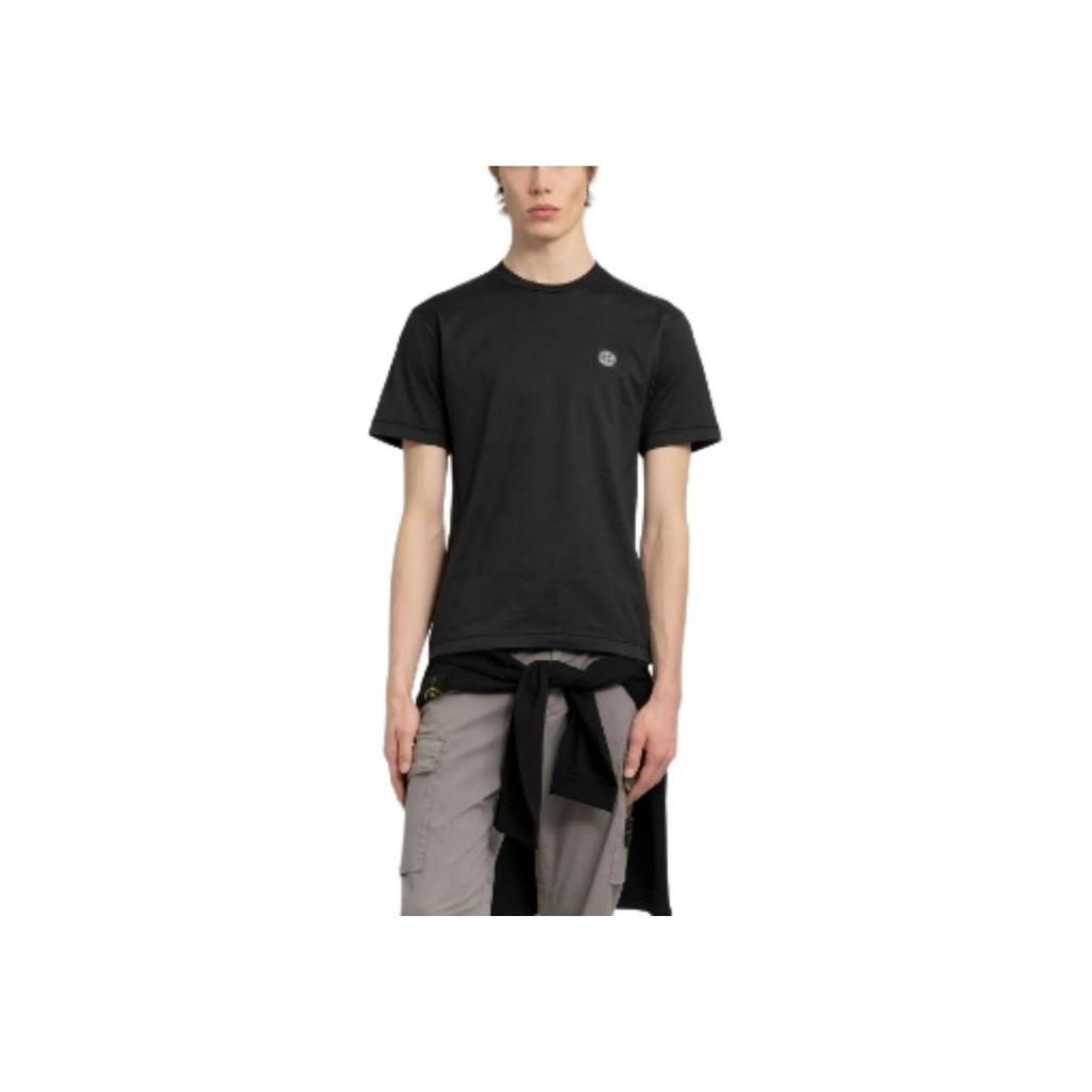 STONE ISLAND Compass Patch Logo T-Shirt Black Men Tops 801524113-A0029