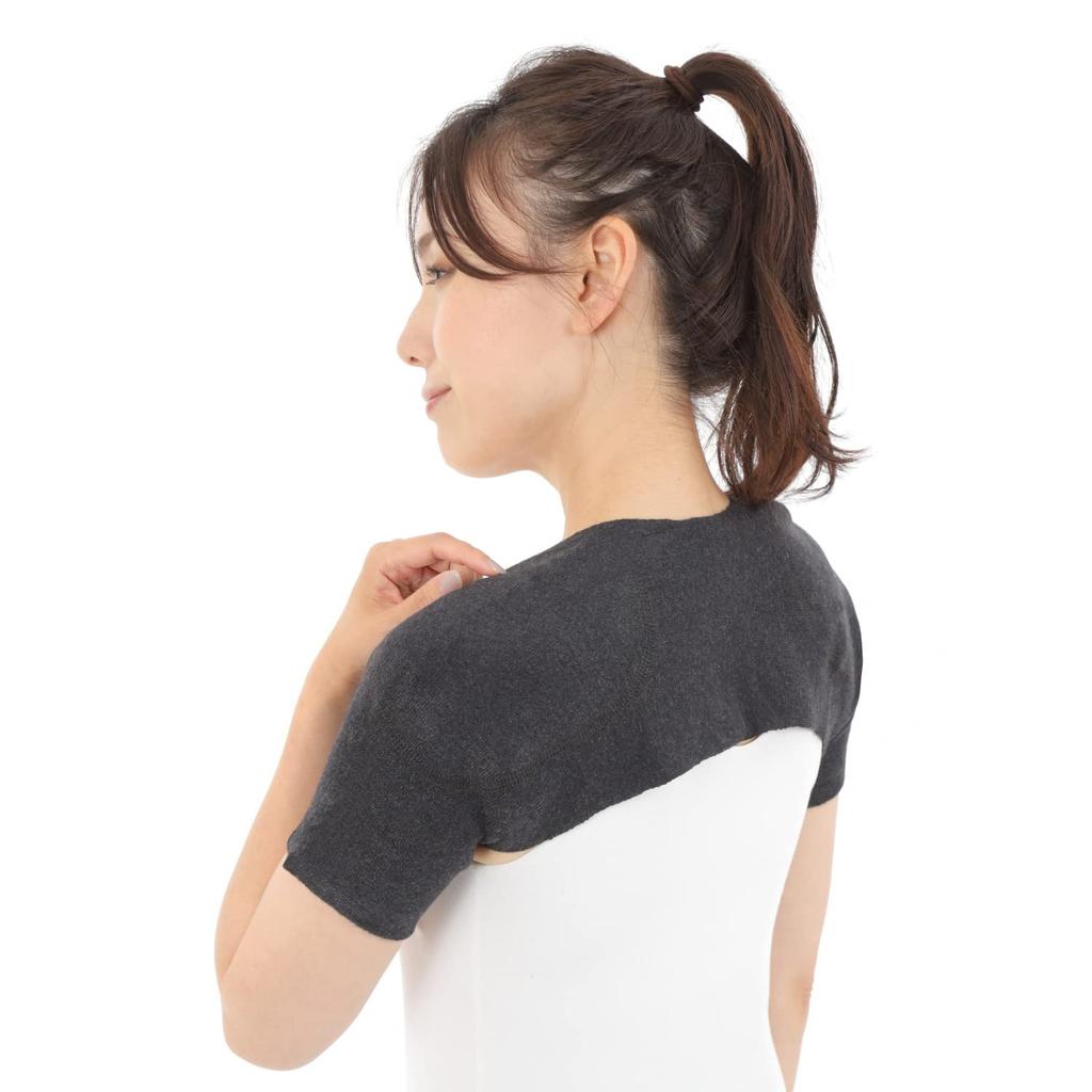 Rela Kino Shoulder Warmer, Double-Layered with Shoulder Pads for Warmth [Black, Size L]