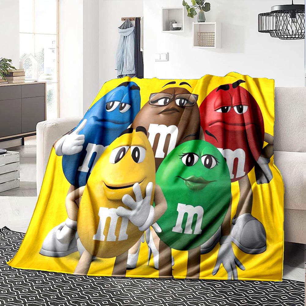 Colorful Mm'S Characters Flannel Blanket Super Soft Warm Cozy Blanket For Sofa Bed Office Travel Allseason Home Decor Gift