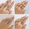 European and American Design Sense Liquid Lava Open Ring Set Women's Irregular Smooth Hollow Ring Rings