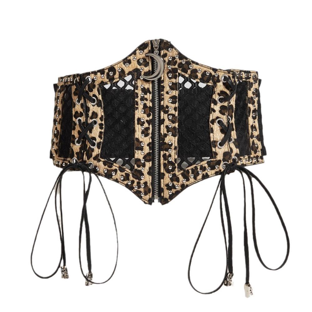 Elastic Gold Cummerbunds Shinny Blingbling Corset Belt Luxury Leopard Print Waistband  Dress