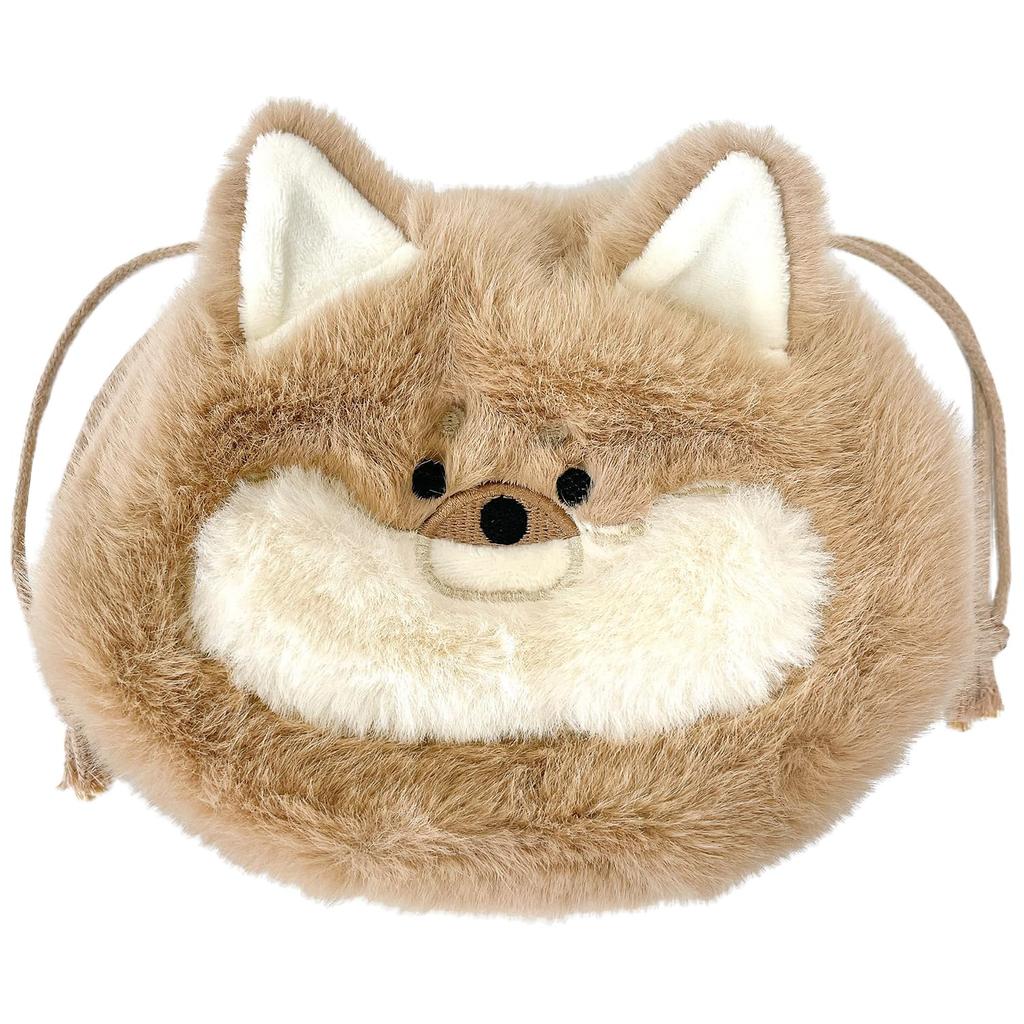 Large Drawstring Drawstring Shiba Inu Small Item Plush [Stream] Bag, Pouch, Merchandise, Fluffy, Storage, Gusset, Cute, Toy, TY036-K