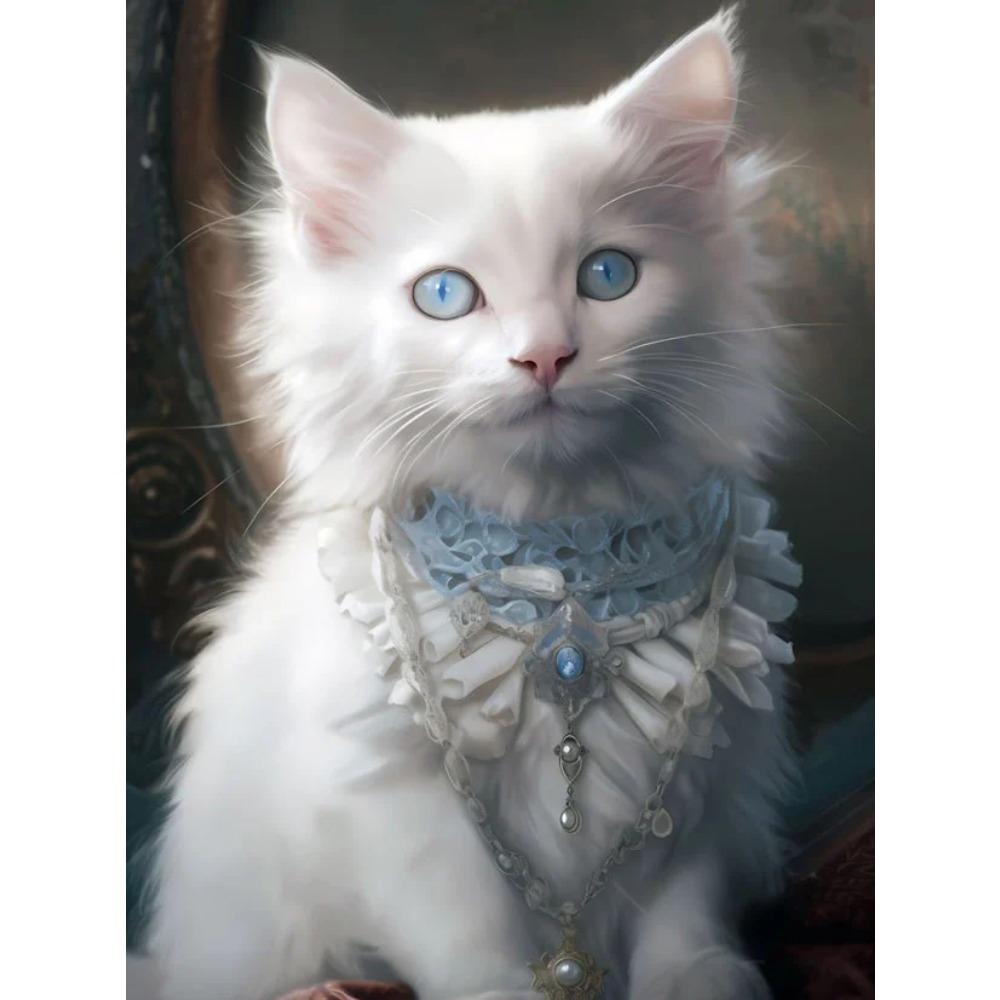 Алмазная картина, полная дрель, красивая кошка, животное, круглая алмазная живопись, ручная работа, лунный цветок, сделай сам, алмазная мозаика, картина, украшение дома