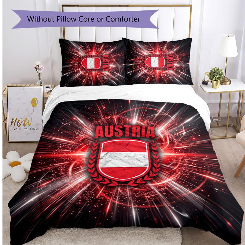 Austria Football Printed Bedding 3 Piece Set Cozy Breathable Bed Cover Set as Housewarming Holiday Gift