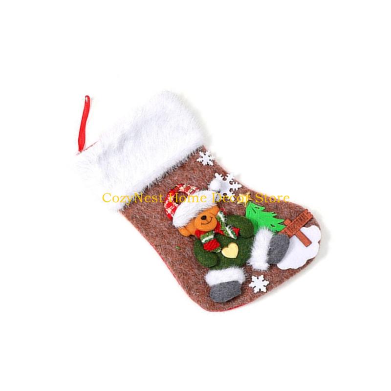 92MF Bear Christmas Stockings Christmas Tree Ornament Cartoon Christmas Hanging Socks