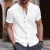 2023 Hawaii New Fashion Men's Retro Button Cotton Hemp Casual Short-sleeved Shirt