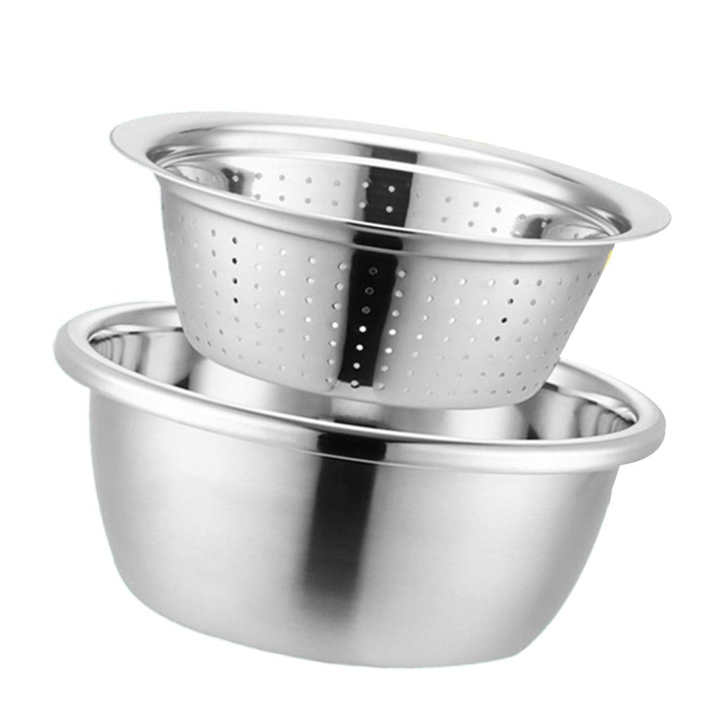 Multifunctional Stainless Steel Basin Set Kitchen Strainer Kitchen Cooking Colander Set Suitable for Efficient Cooking