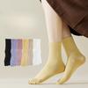 Женские весенне-осенние носки из чистого хлопка, не скатывающиеся, бесшовные, средней длины до середины икры, с пятью пальцами