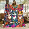 Custom Name Cat Fleece Blanket, Suitable for Sofa, Bed, Birthday, Children, Friends, Gifts