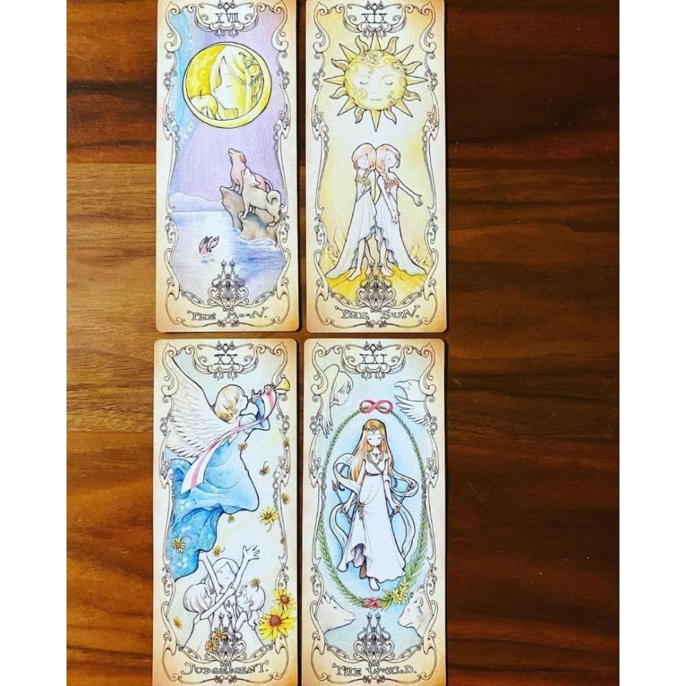 Low Scare Tarot 12*5.5cm 78 Pcs Cards Secretly Add The Language of Flowers Japanese Anime Style Cartoon Tarot Cards