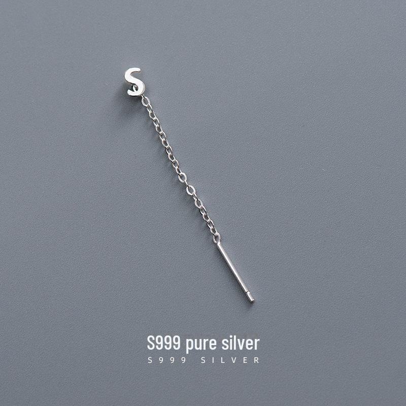 Серьги-буквы Banyan Tree S999 из стерлингового серебра для женщин — модный холодный стиль 2023 года