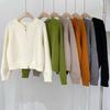 Korean Style Short Solid Color Knitted Sweater for Women New Double Zipper Knitted Cardigan Top