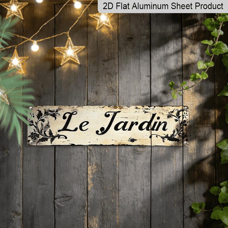 2D Flat, 2D Flat - [Home Rest] Rusty "Le Jardin" Alumium Decorative Sign - 3.94 X 15.74inch | Vintage Farmhouse Decor with Floral Pattern | Durable