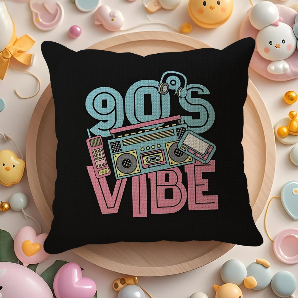 Vintage Retro Cassette Tape Cushion Cover Summer Coolness Linen Fabric Double-Sided Printing Pillow Case Sofa Home Decor Gift