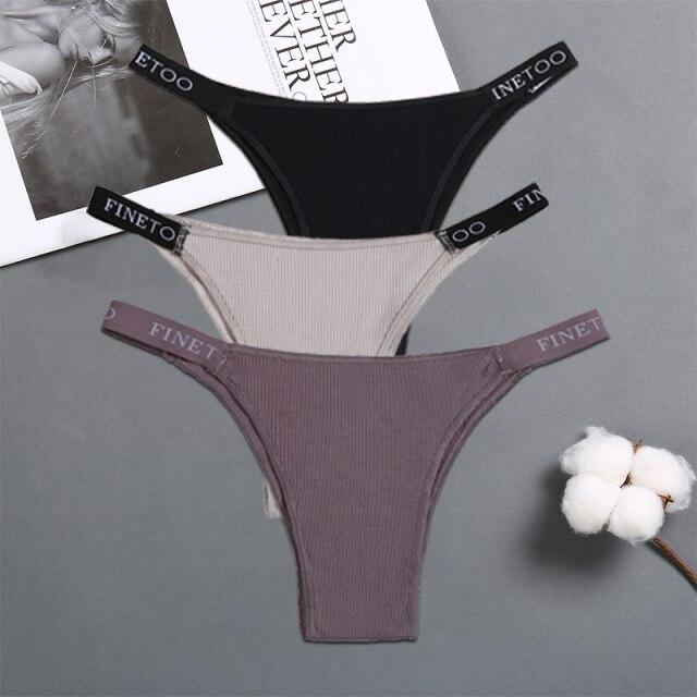 FINETOO 3PCS/Set Women's Lingerie Panties Cotton Gstring Female Underpants Sexy Letter Panties Thong Pantys Underwear Intimates