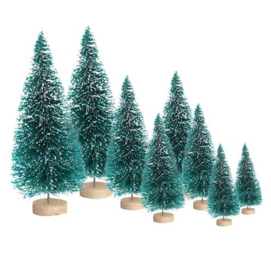 8Pcs Christmas Tree Ornaments Artificial Snowy Pine Tree Figurines Miniature Xmas Tree Statues for Home Table Desk Office Decoration