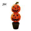 Artificial Pumpkin Topiary Tree Tree, Halloween Face Faux Boxwood Plants with Stake, Garden Stakes Fall Autumn Thanksgiving Decor for Front Door Porch
