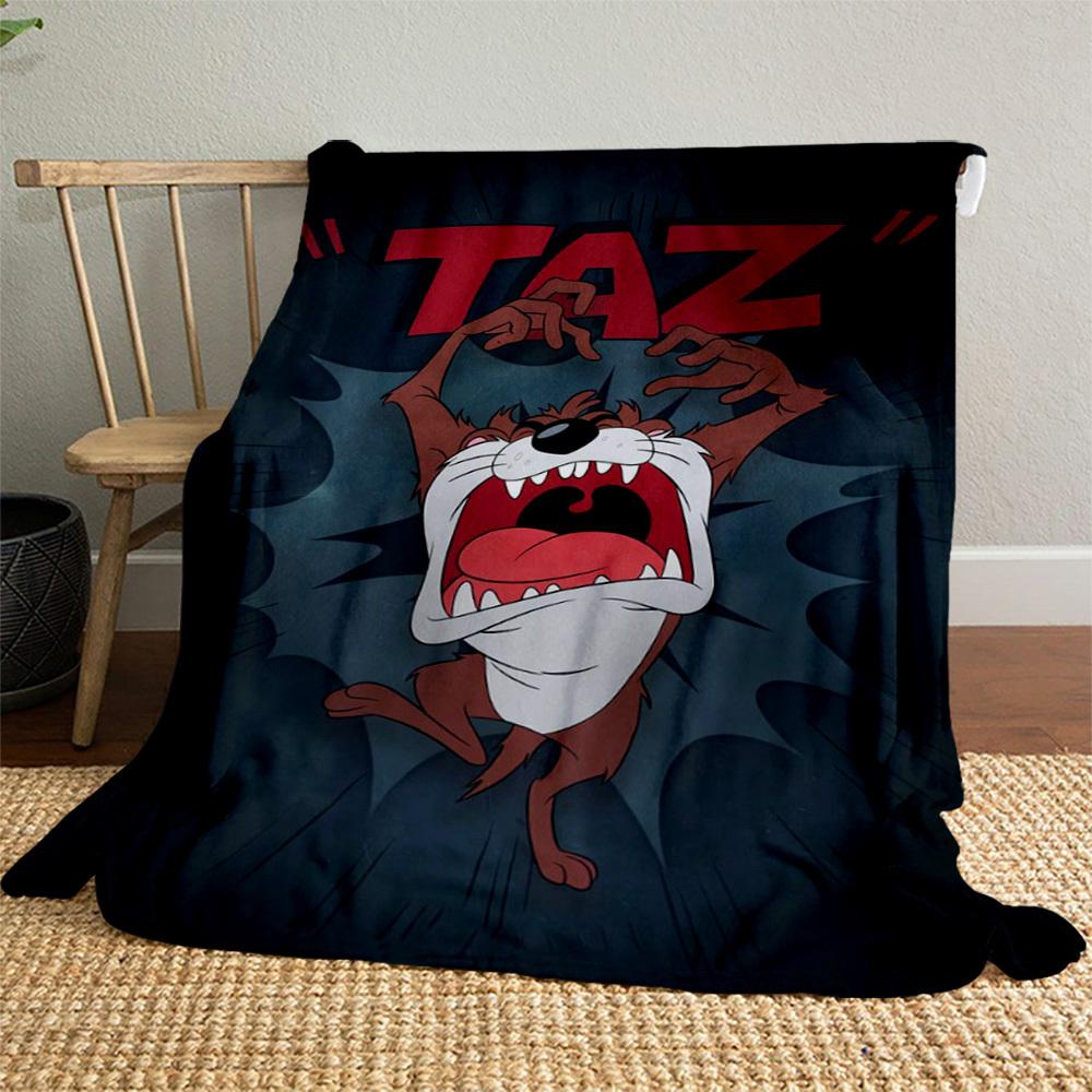 1pc Tazmanian Devil Speed Cartoon Outdoor Blanket - Throw Blanket, Soft , Flannel Blankets, Living Room, Travel, Camping-1102097