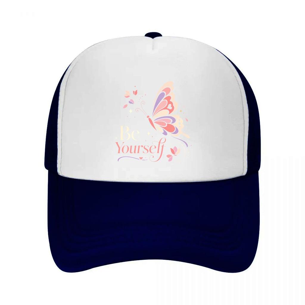 Pastel Butterfly Bloom Spirit Quote Mesh Baseball Cap Casual Hat Outdoor For Womens Unisex FeUnisex